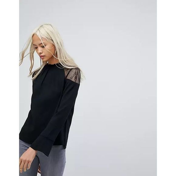 All Saints Tops - AllSaints Jay Lace Top Black Women’s Size Large